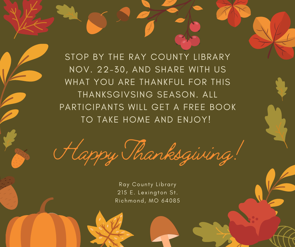 Promote thanksgiving thankfulness at the library