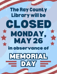 Closed for Memorial Day