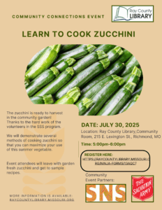 Community Connections Event: Learn to Cook Zucchini