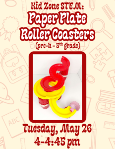 Kid Zone STEM: Paper Plate Rollercoasters