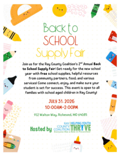 The Ray County Library will be at the Ray County Coalition’s Back to School Supply Fair!